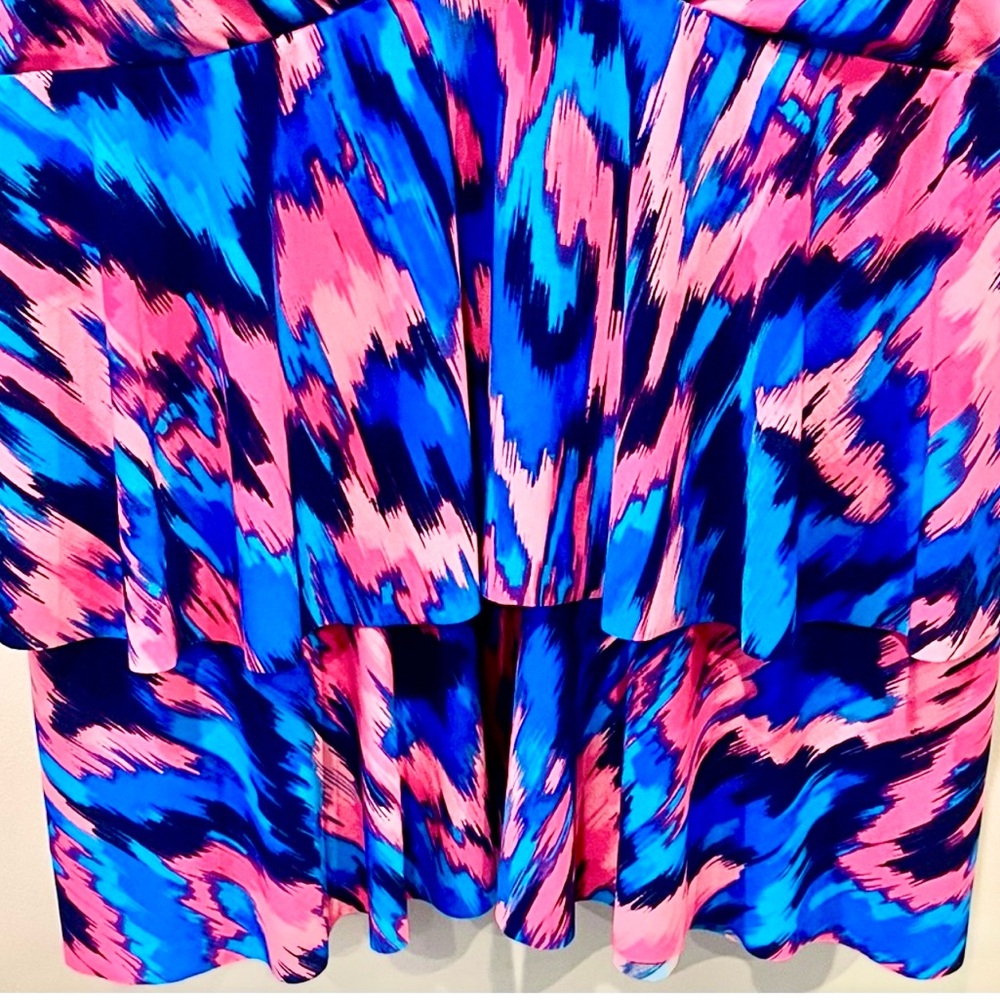 TrimShaper Pink and Blue Two Tier Ruffle Tankini Top Swim Women’s Size 18 NWT - Picture 5 of 13